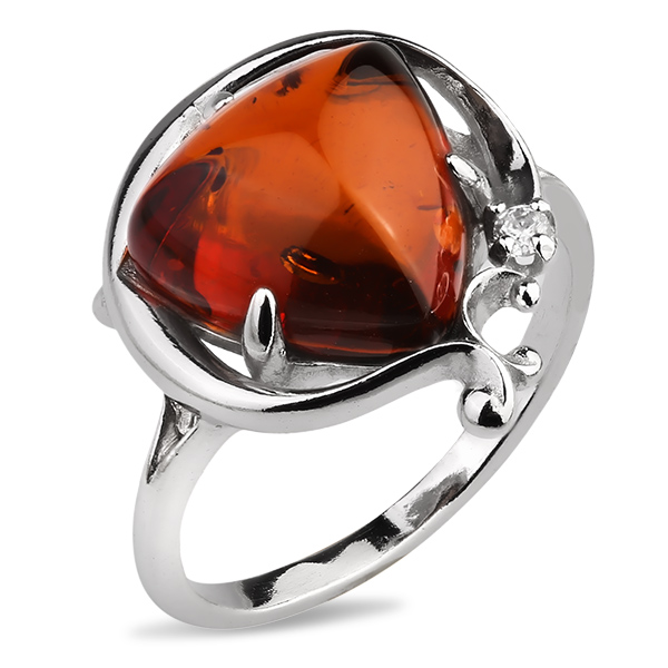 

Серебряное кольцо с янтарем и фианитом 820234aw