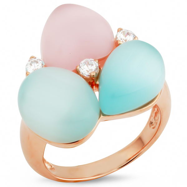 

Серебряное кольцо с тигровым (кошачьим) глазом и фианитами JSR1131