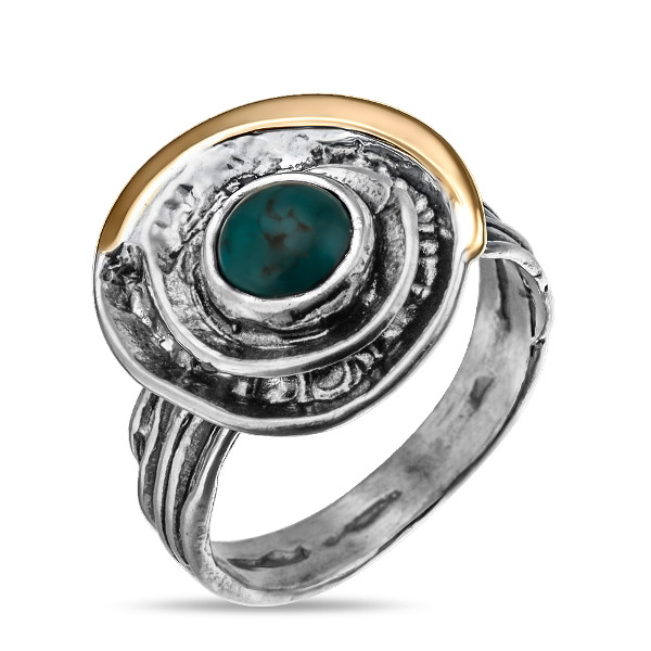 

Серебряное кольцо Yaffo с бирюзой и золотом SAR870