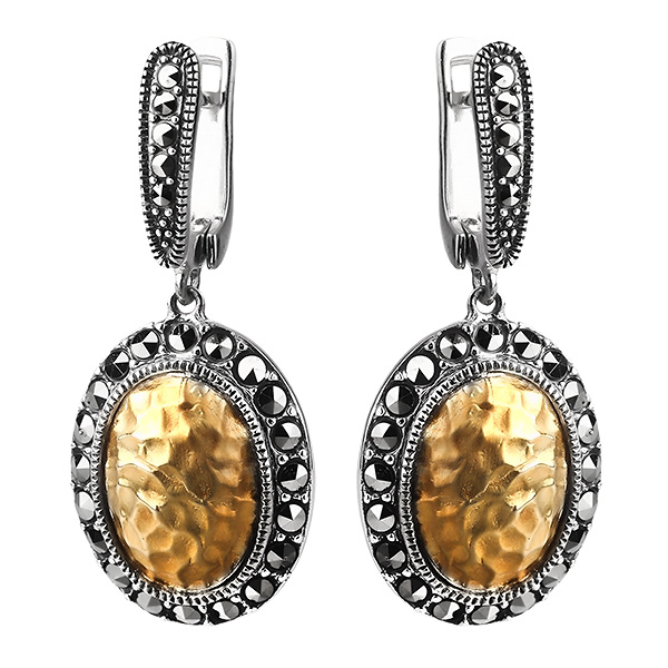 

Серебряные серьги ALEXANDRE VASSILIEV с марказитами Swarovski и позолотой TJE339