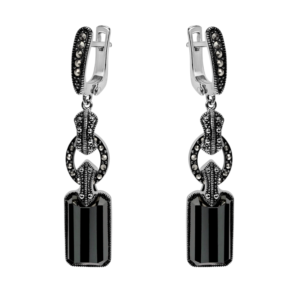 

Серебряные серьги ALEXANDRE VASSILIEV с гематитом и марказитами Swarovski TJE452