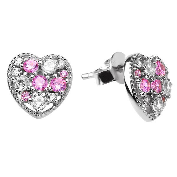 

Серебряные серьги Sandara Ice с розовыми и белыми фианитами XCE120