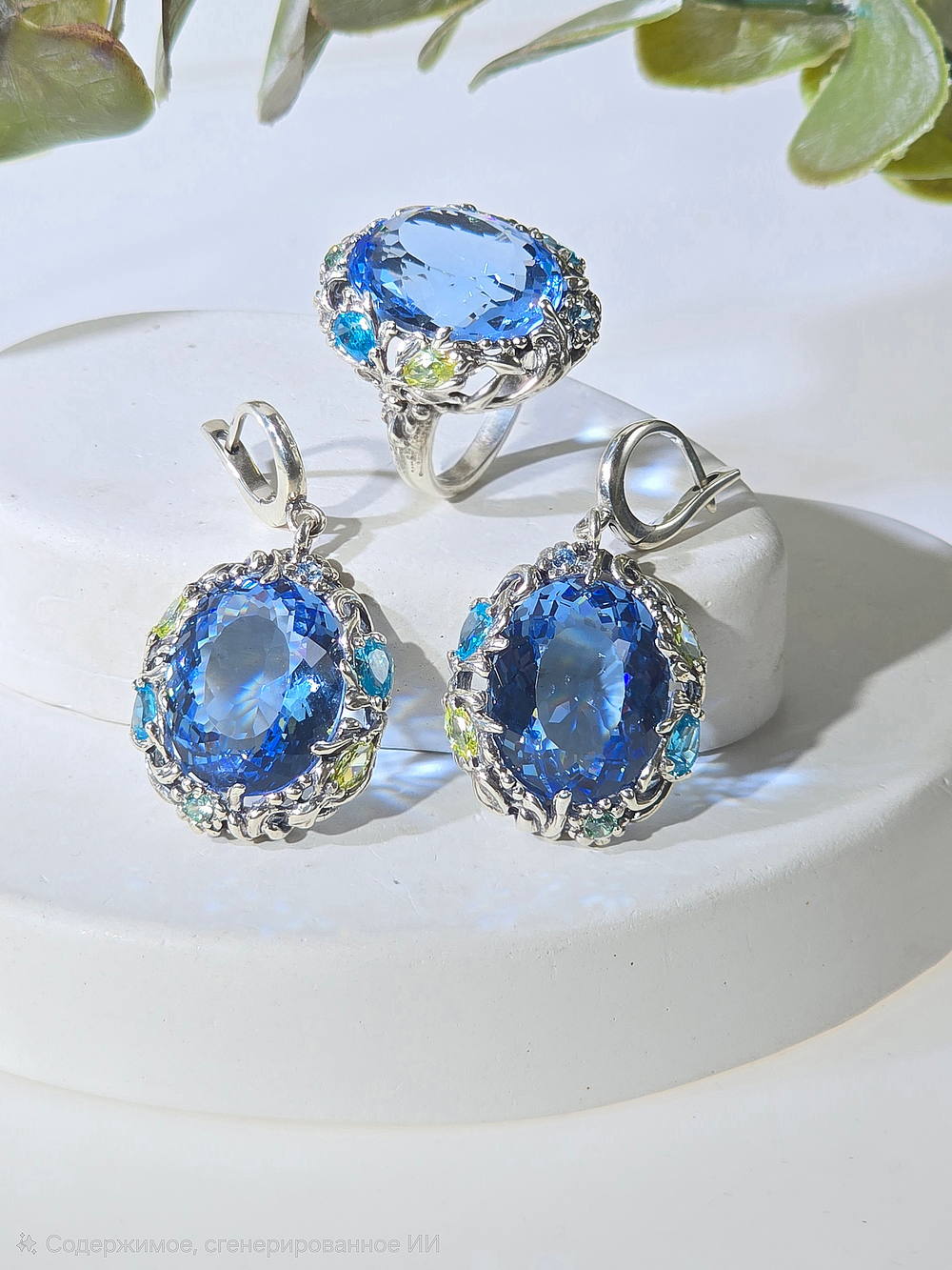 Серебряные серьги с синтетическим кварцем