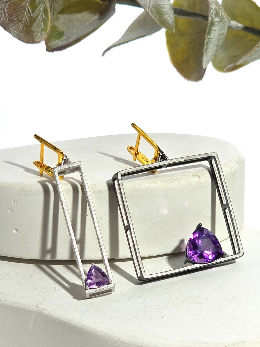 Серебряные серьги с аметистами