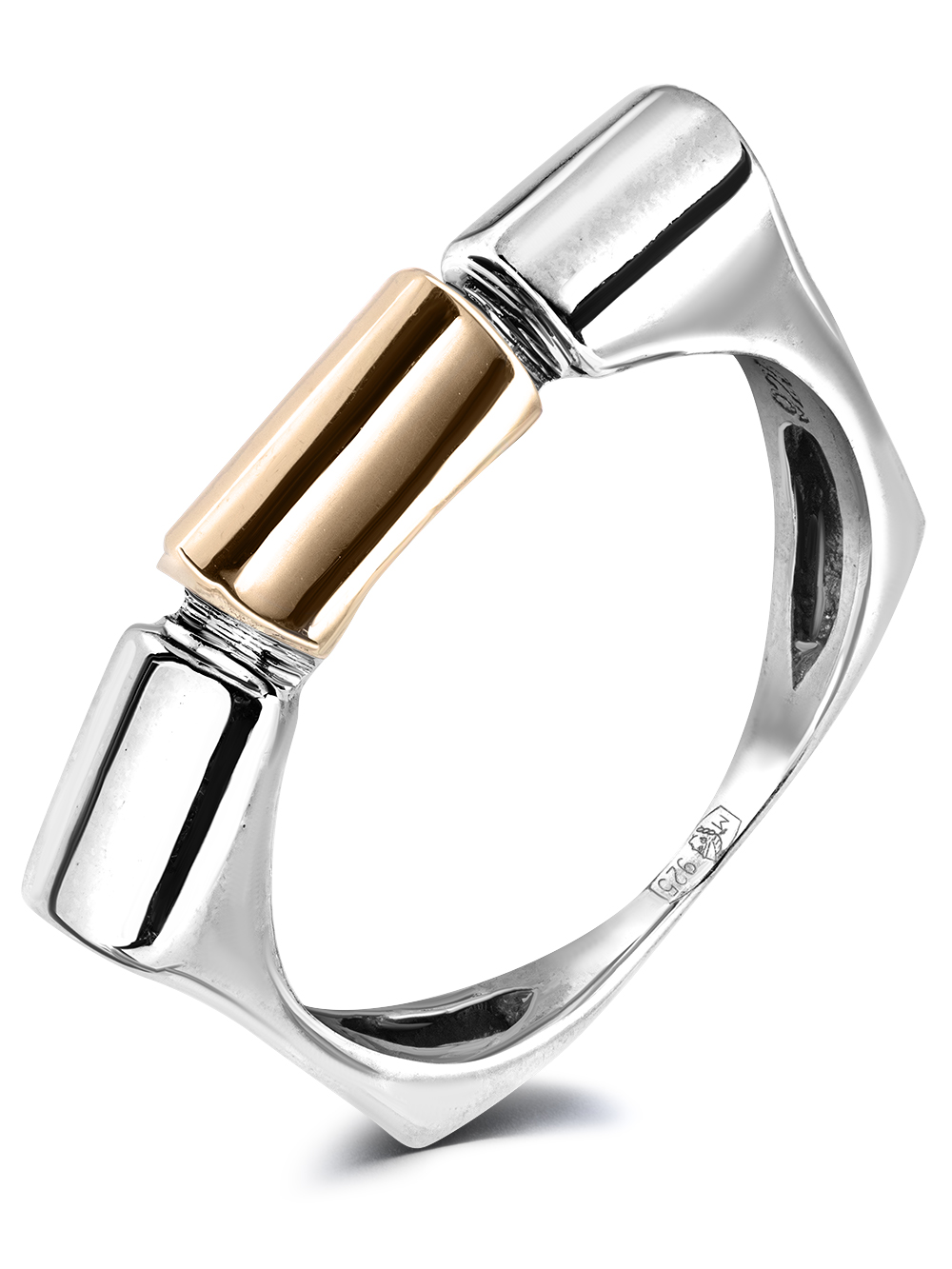 Серебряное кольцо Yaffo с золотом