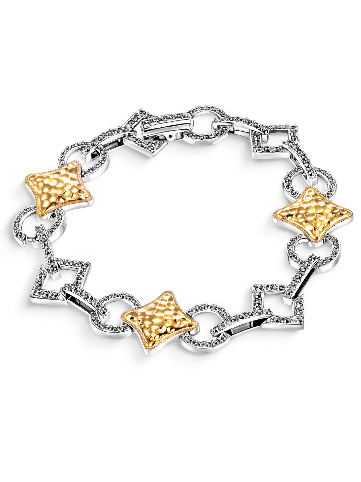 Серебряный браслет ALEXANDRE VASSILIEV марказитами Swarovski и позолотой