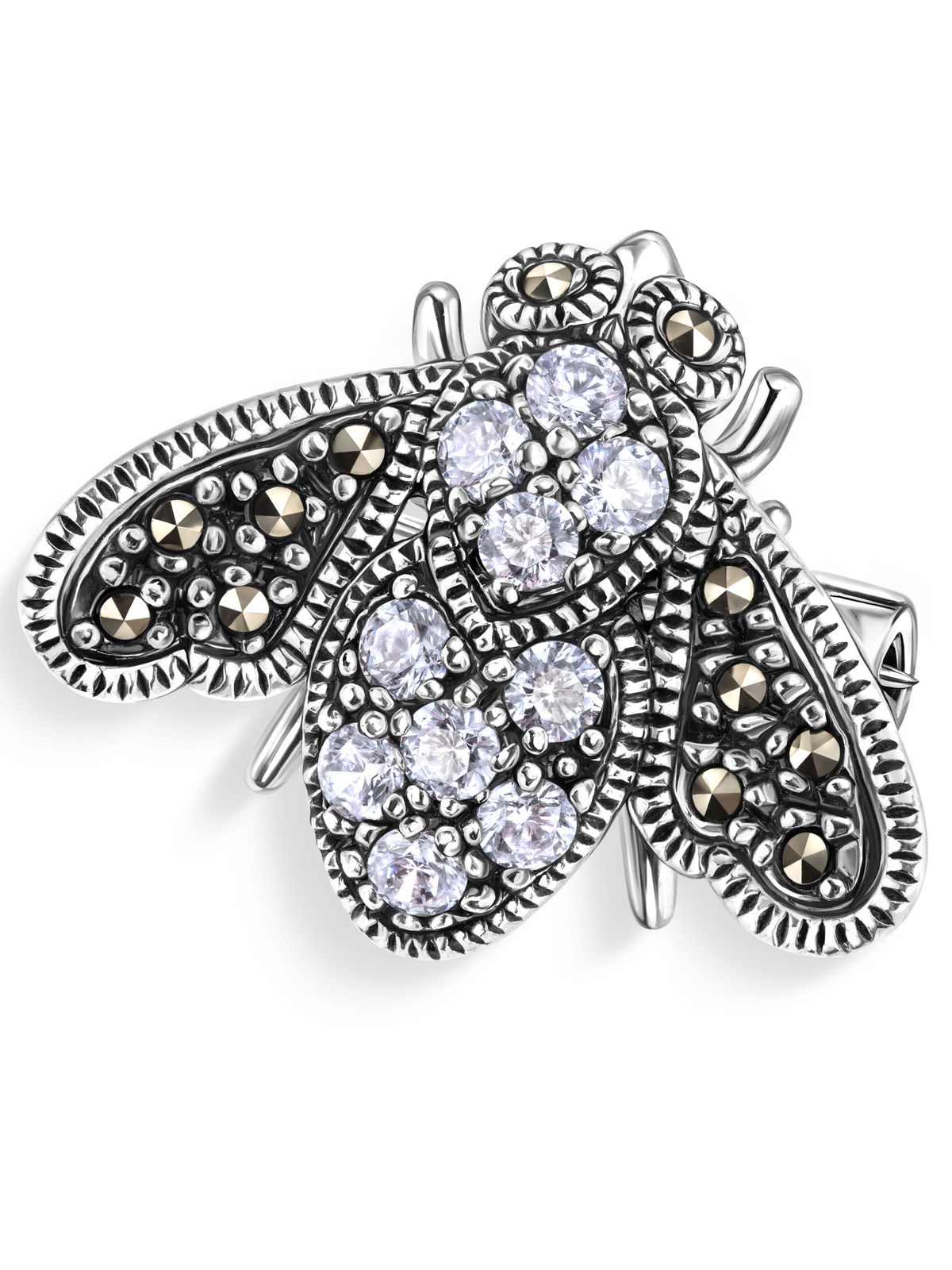 Серебряная брошь ALEXANDRE VASSILIEV с марказитами Swarovski и фианитами Swarovski