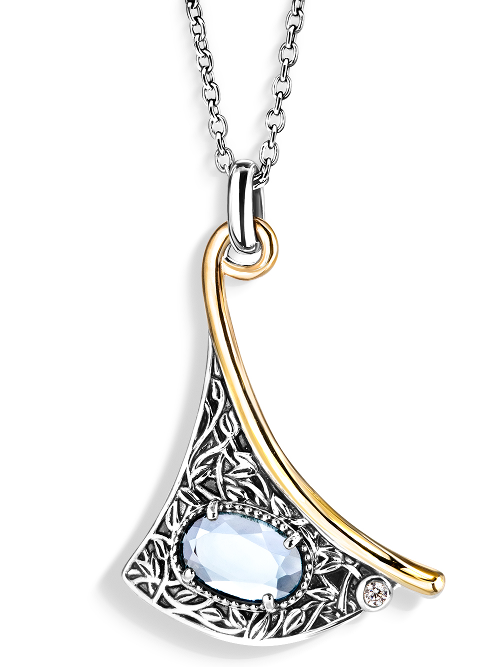 Серебряный кулон  ALEXANDRE VASSILIEV с топазом и позолотой