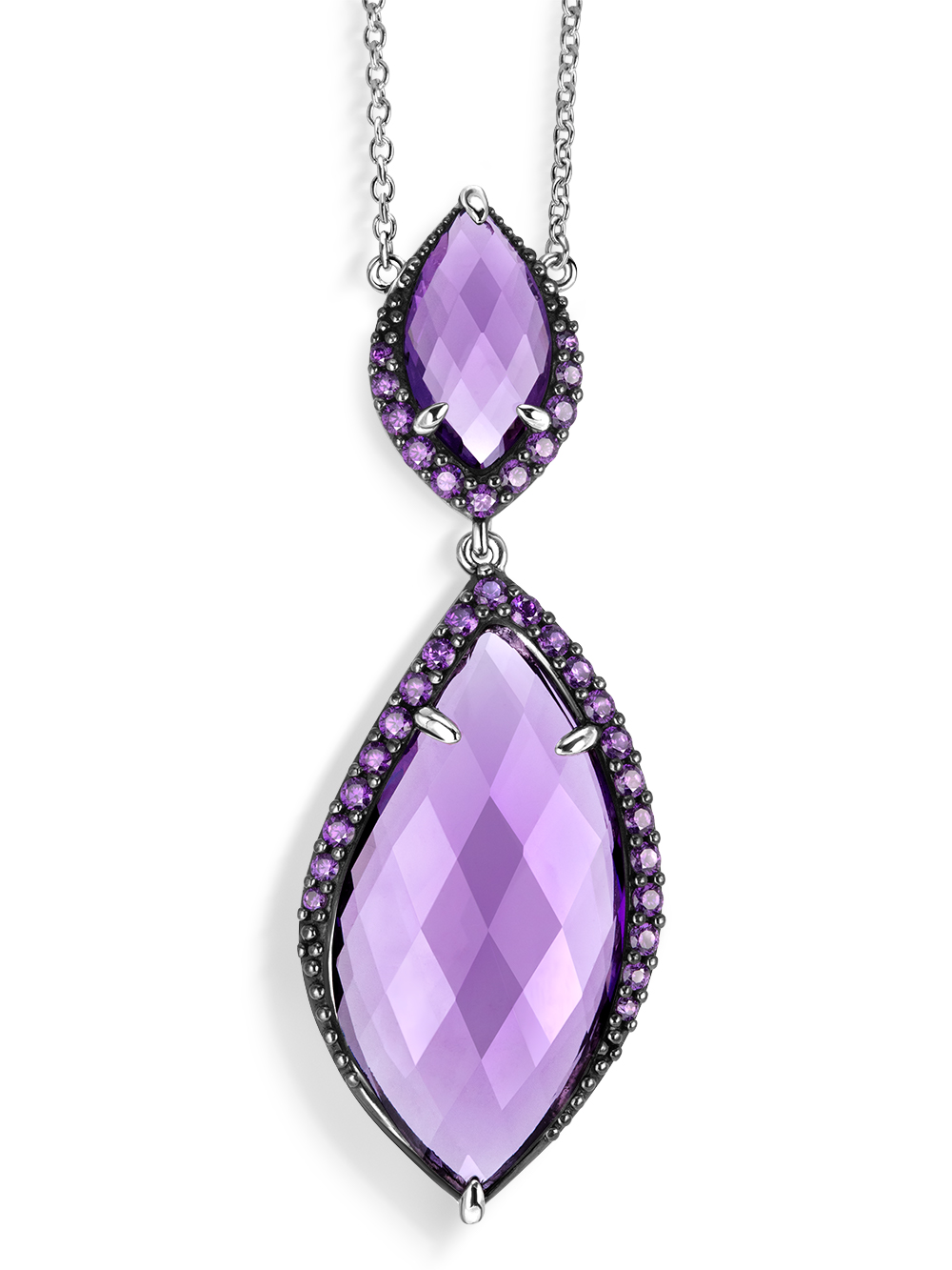 Серебряное колье ALEXANDRE VASSILIEV с кварцем и фианитами Swarovski цвета "Аметист"