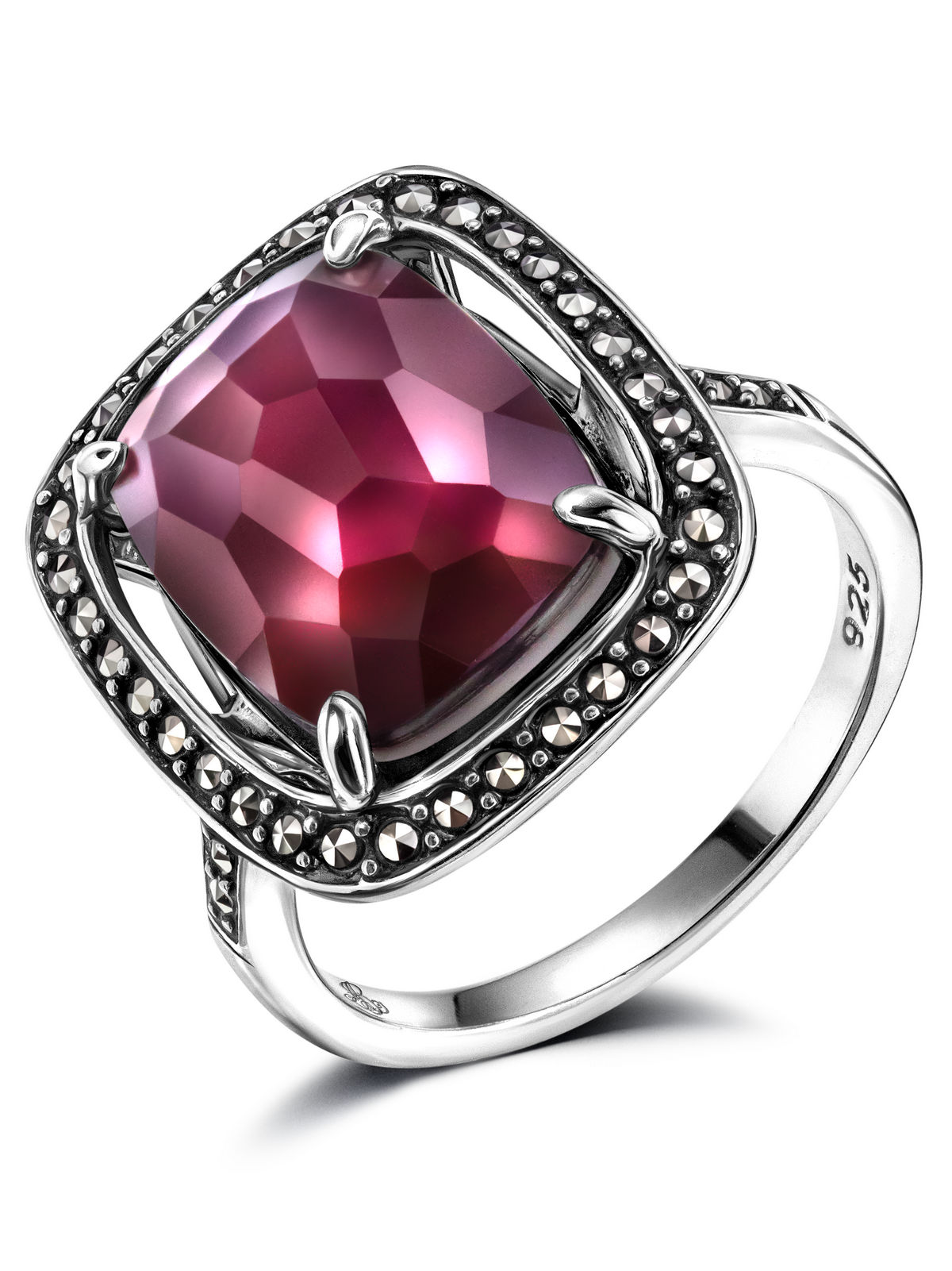 Серебряное кольцо ALEXANDRE VASSILIEV с перламутром, горным хрусталем и марказитами Swarovski