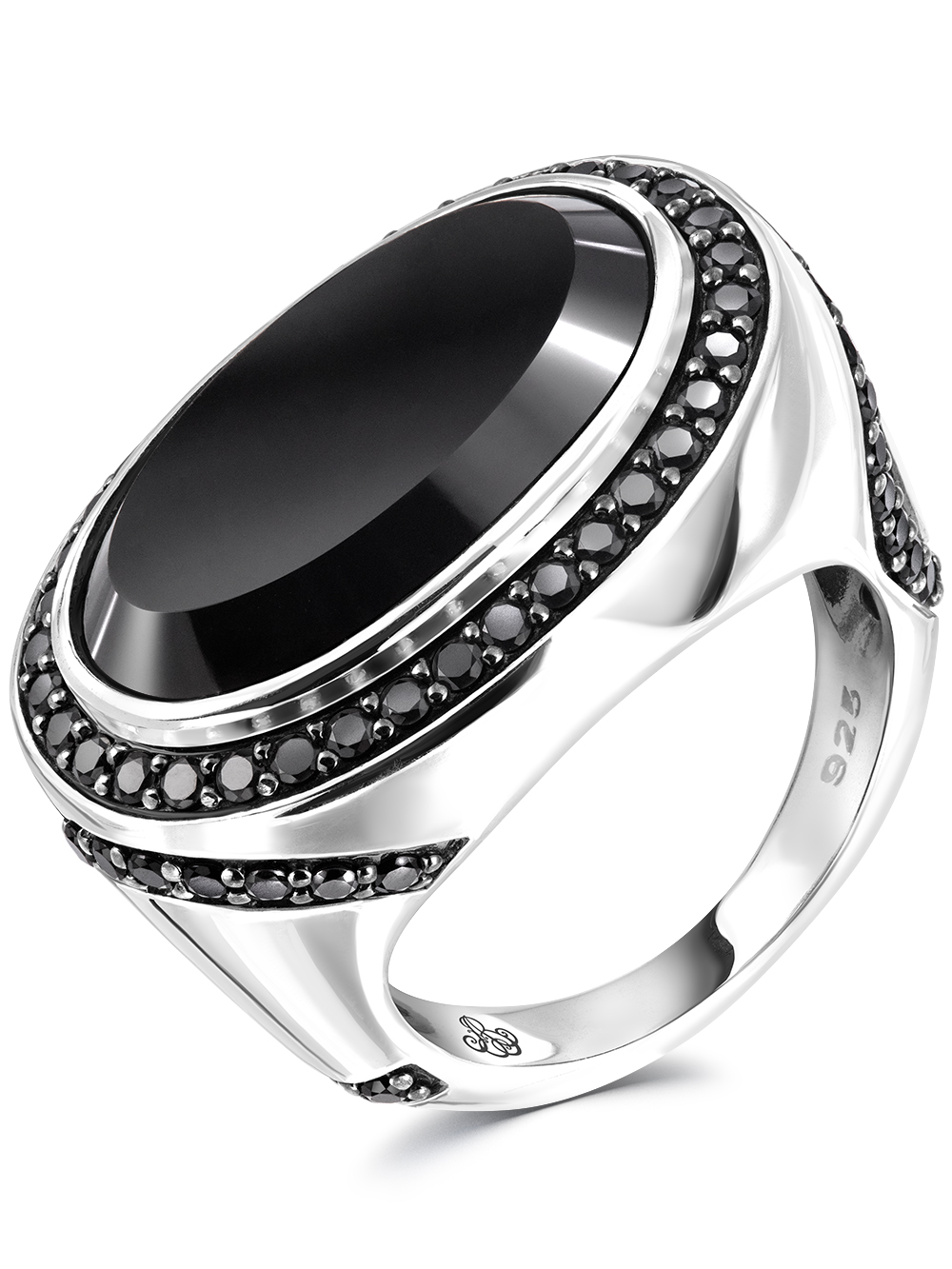 Серебряное кольцо ALEXANDRE VASSILIEV с черным ониксом и шпинелью