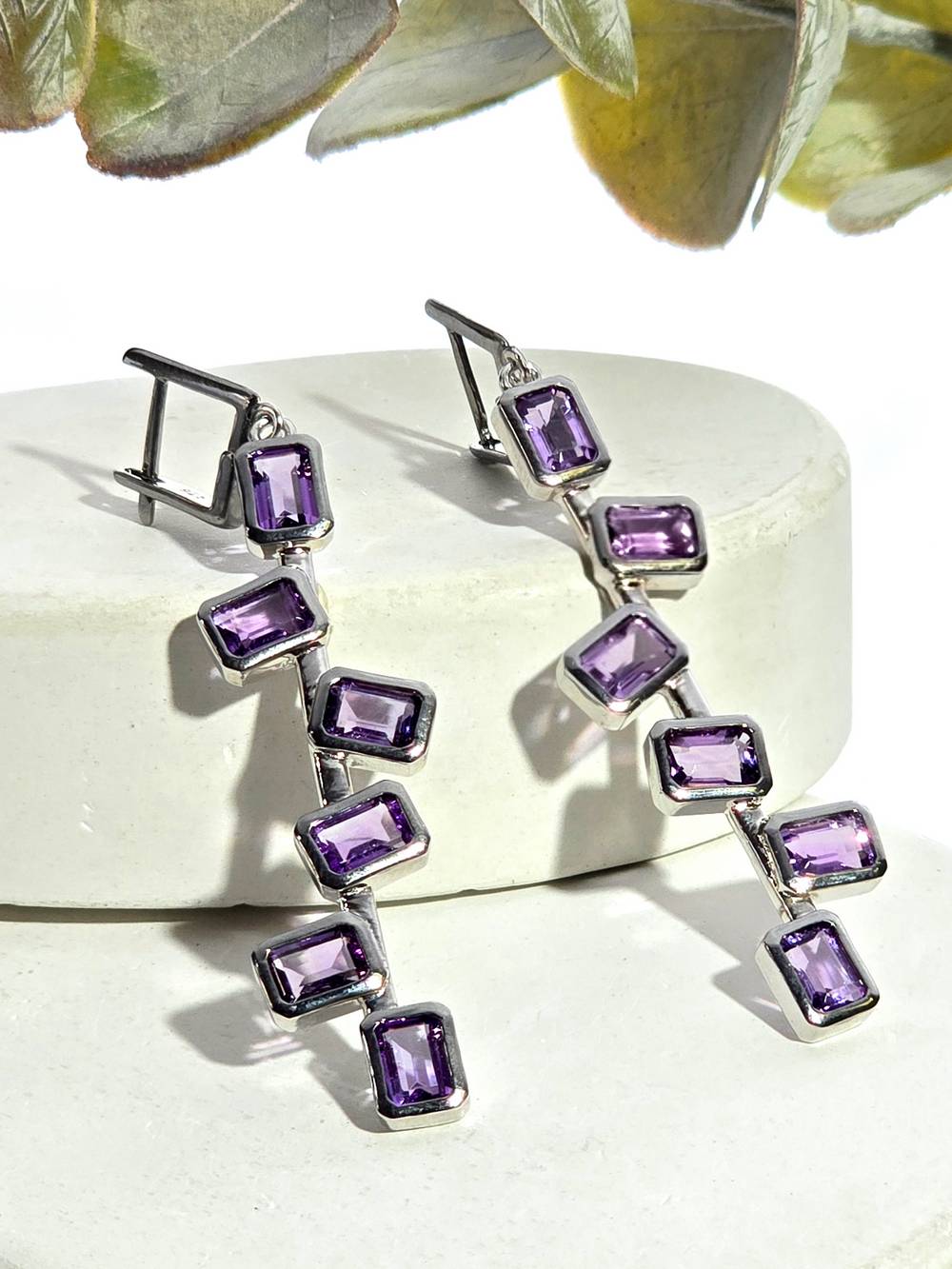 Серебряные серьги с аметистами