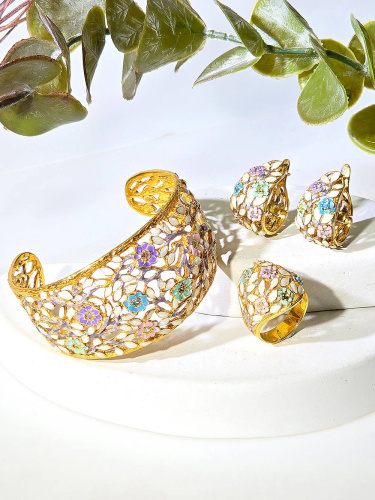 Серебряные серьги Жар-Птица с фианитом, эмалью и позолотой