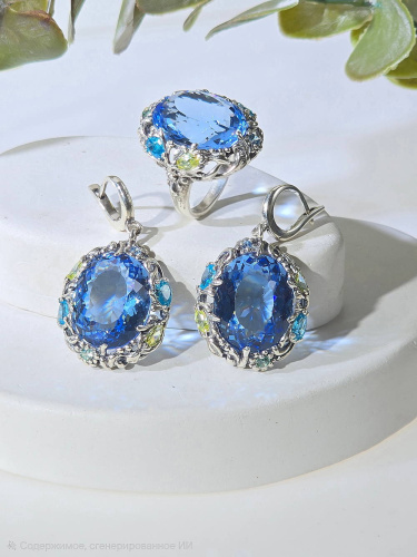 Серебряное кольцо с синтетическим кварцем