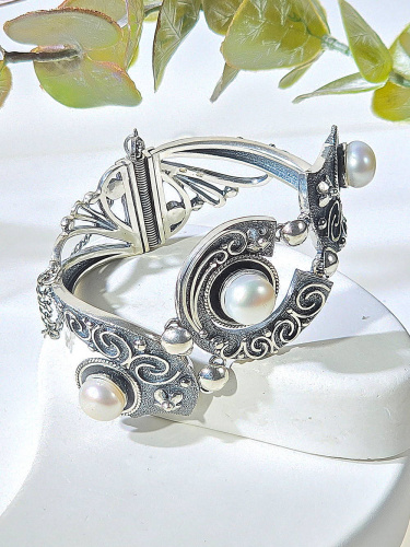 Серебряный браслет ETERI с жемчугом