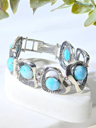 Серебряный браслет ETERI с ларимаром