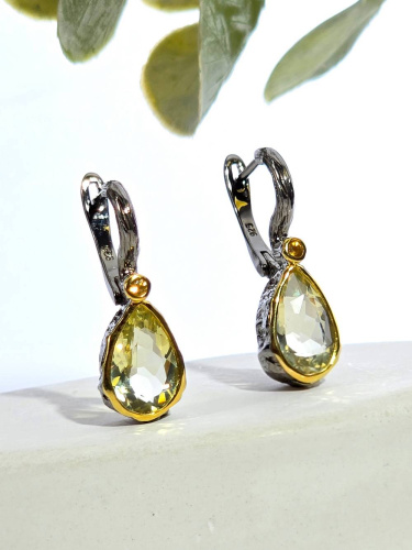 Серебряные серьги с топазом и цитрином