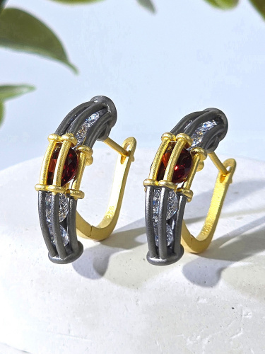 Серьги серебро с гранатом
