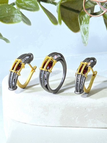 Серьги серебро с гранатом