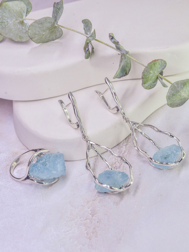 Серебряные серьги ETERI с аквамарином 
