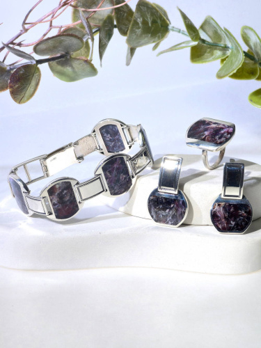 Серебряные серьги ETERI с чароитом