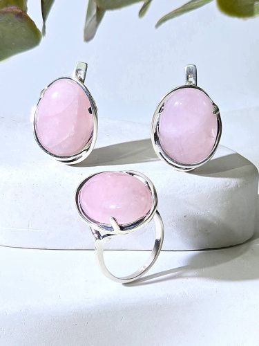 Серебряные серьги ETERI с розовым кварцем