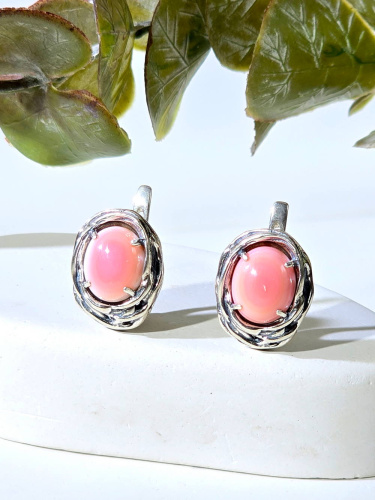 Серебряные серьги с кораллом