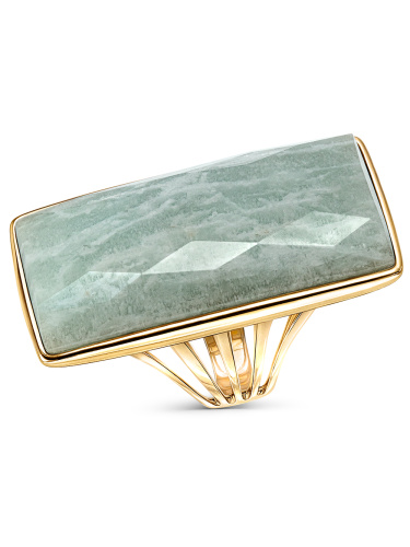 Серебряное кольцо ALEXANDRE VASSILIEV с амазонитом и позолотой