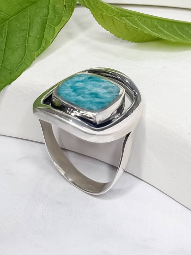 Серебряное кольцо ETERI с амазонитом