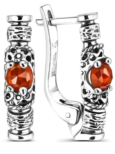 Серебряные серьги Yaffo с сердоликом