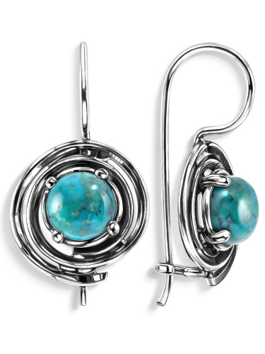 Серебряные серьги Yaffo с бирюзой