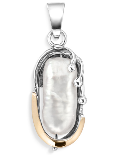 Серебряный кулон Yaffo с золотом и жемчугом