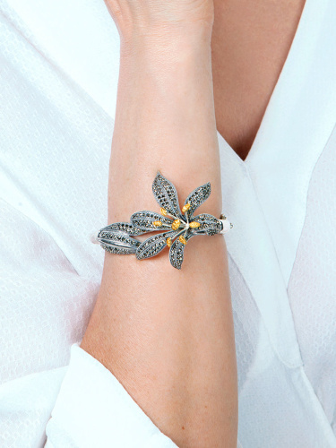 Серебряный браслет ALEXANDRE VASSILIEV с цитрином, марказитами Swarovski и позолотой