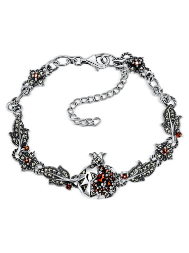 Серебряный браслет ALEXANDRE VASSILIEV с гранатами и марказитами Swarovski