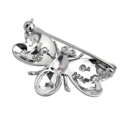 Серебряная брошь ALEXANDRE VASSILIEV с аметистом,  марказитами Swarovski и фианитами Swarovski