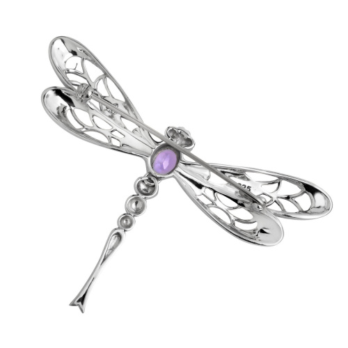 Серебряная брошь ALEXANDRE VASSILIEV с аметистом и марказитами Swarovski