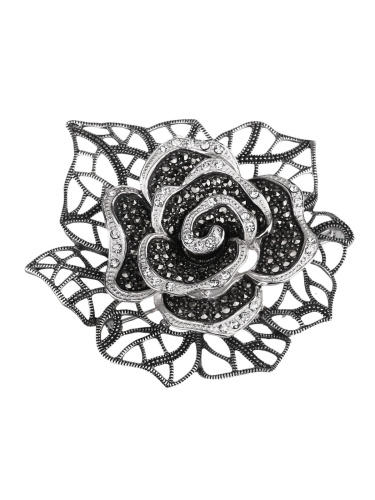 Серебряная брошь ALEXANDRE VASSILIEV с горным хрусталем и марказитами Swarovski