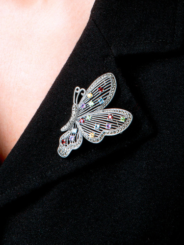 Серебряная брошь ALEXANDRE VASSILIEV с марказитами Swarovski,топазом,гранатом, аметистом и цитрином