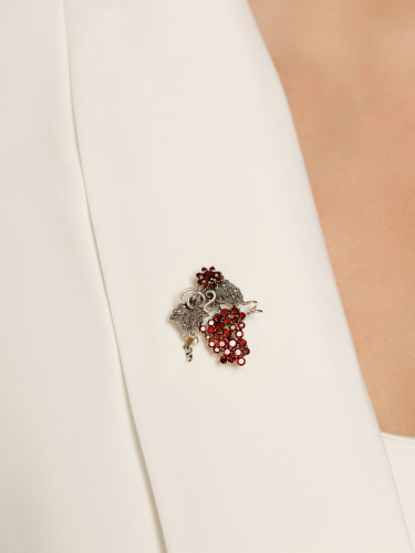 Серебряная брошь ALEXANDRE VASSILIEV с марказитами Swarovski и гранатами