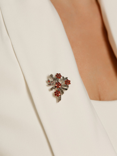 Серебряная брошь ALEXANDRE VASSILIEV с марказитами Swarovski и гранатами