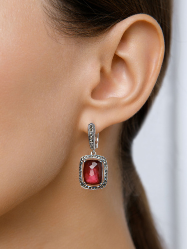 Серебряные серьги ALEXANDRE VASSILIEV с перламутром, горным хрусталем и марказитами Swarovski