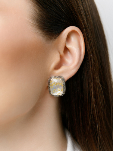 Серебряные серьги ALEXANDRE VASSILIEV с перламутром, горным хрусталем и марказитами Swarovski