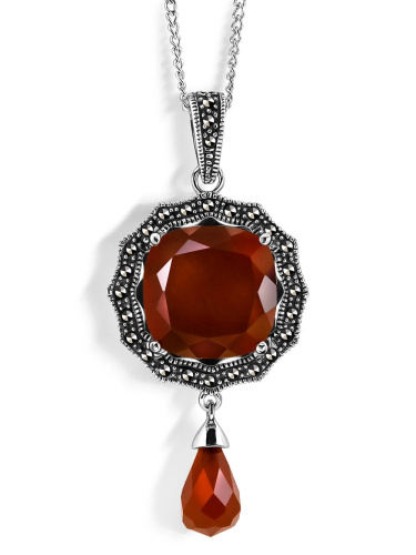 Серебряное колье ALEXANDRE VASSILIEV с агатом и марказитами Swarovski 