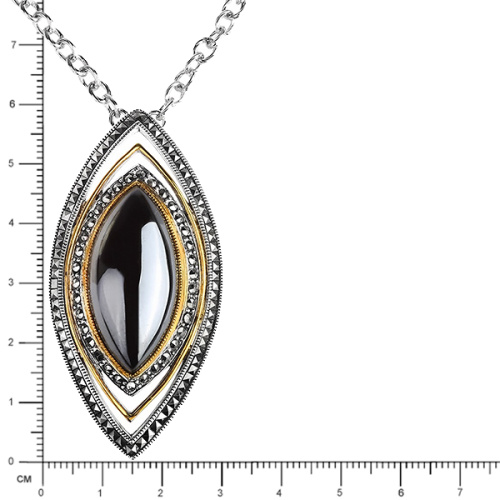 Серебряное колье ALEXANDRE VASSILIEV с гематитом, марказитами Swarovski и позолотой
