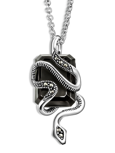Серебряное колье ALEXANDRE VASSILIEV с черным ониксом и марказитами Swarovski