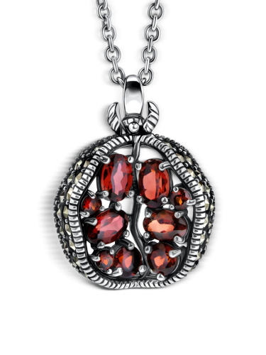 Серебряный кулон ALEXANDRE VASSILIEV с гранатом и марказитами Swarovski