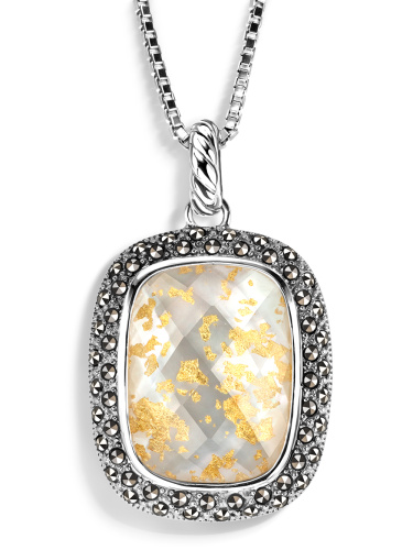 Кулон на цепи ALEXANDRE VASSILIEV с перламутром, горным хрусталем и марказитами Swarovski