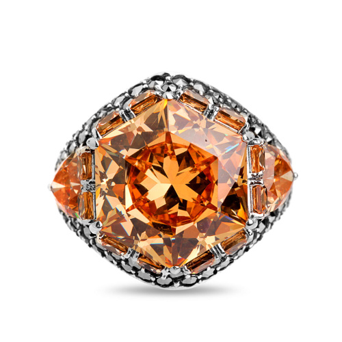 Серебряное кольцо ALEXANDRE VASSILIEV с фианитами «Шампань» и марказитами Swarovski