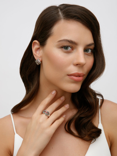 Серебряное кольцо ALEXANDRE VASSILIEV с гранатами и марказитами Swarovski