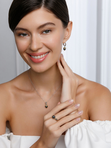 Серебряное кольцо ALEXANDRE VASSILIEV с гематитом, марказитами Swarovski и позолотой